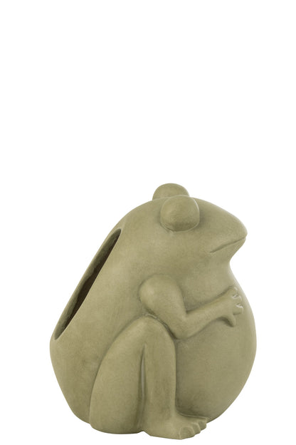 Flowerpot Frog Clay Green Large