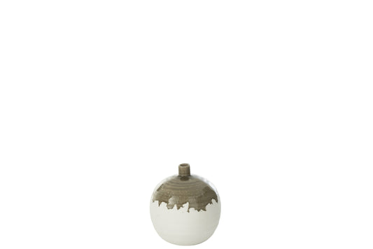 Vase Olea Bottle Round Olive Green/White