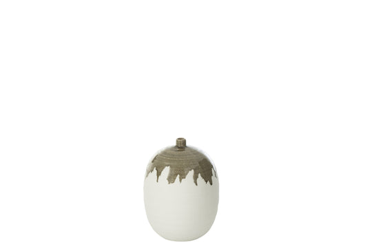 Vase Olea Bottle Oval Olive Green/White