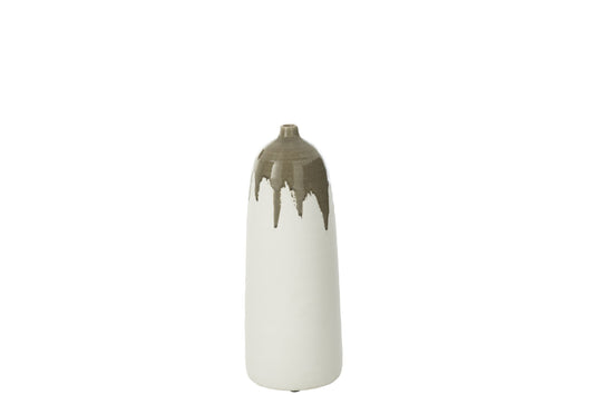 Vase Olea Bottle Olive Green/White Small