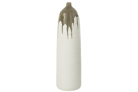 Vase Olea Bottle Olive Green/White Large