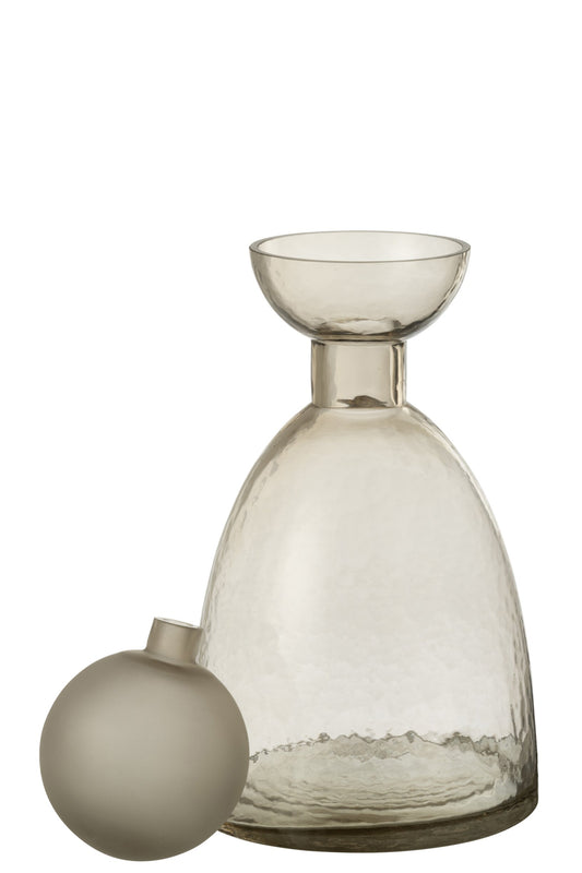 Vase Bottle+Cap Yara Glass Greige Medium