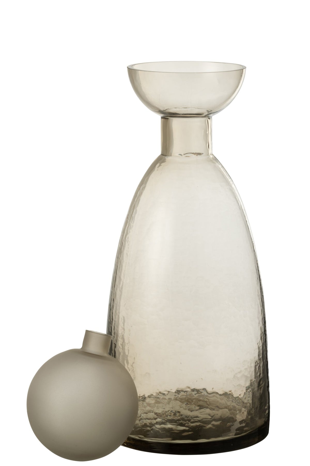 Vase Bottle+Cap Yara Glass Greige Large