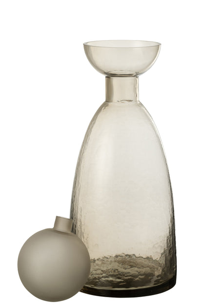 Vase Bottle+Cap Yara Glass Greige Large
