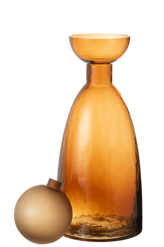 Vase Bottle+Cap Yoko Glass Brown Large