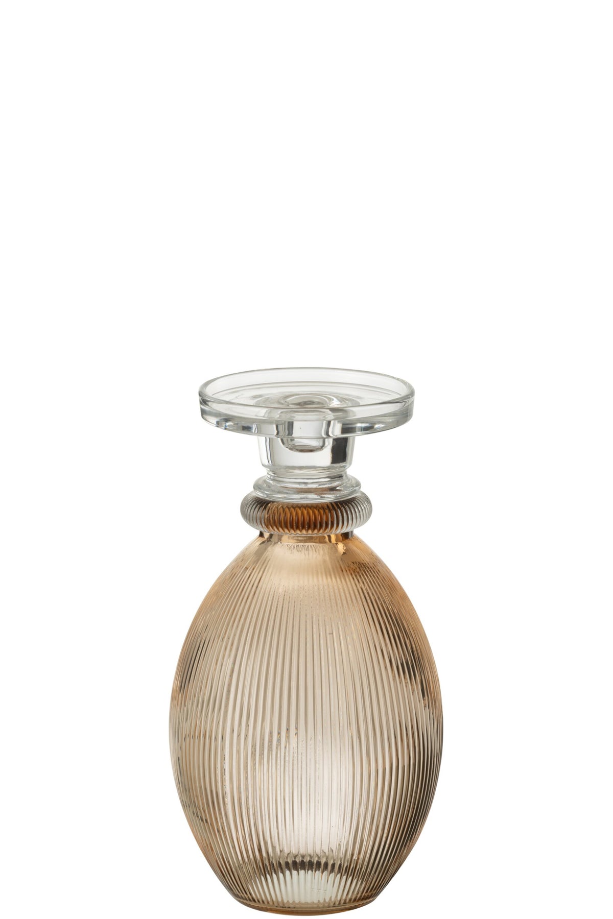 Kandelaar/Vaas Malik Rond Glas Taupe/Transparant