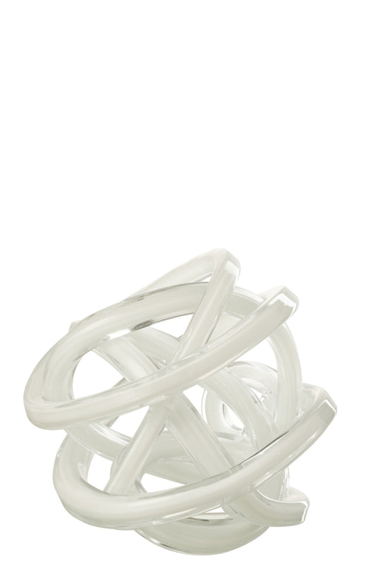 Paperweight Infinity Knot Glass White/Transparent