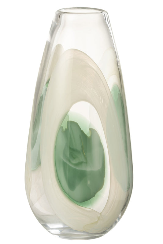 Vase Livy Glass Green/White/Transparent Large