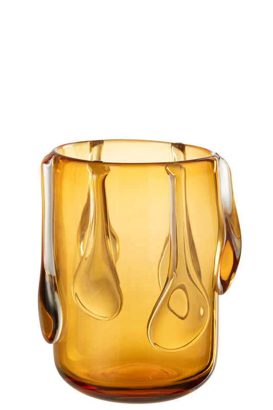 Vase Drippy Glass Amber Small