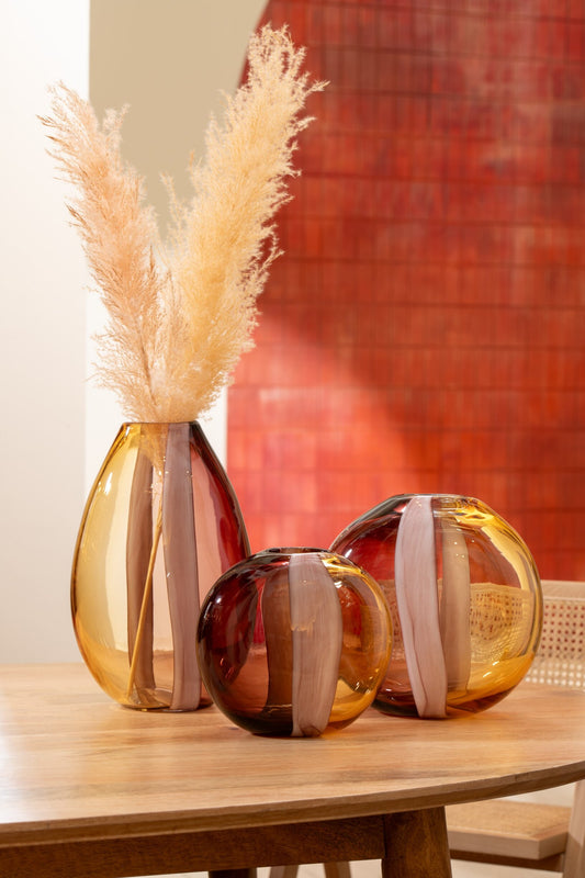 Vase Arun Glass Brown/Yellow Small
