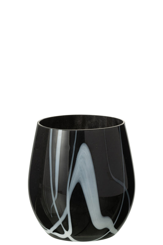 Windlicht Rookeffect Glas Zwart/Wit