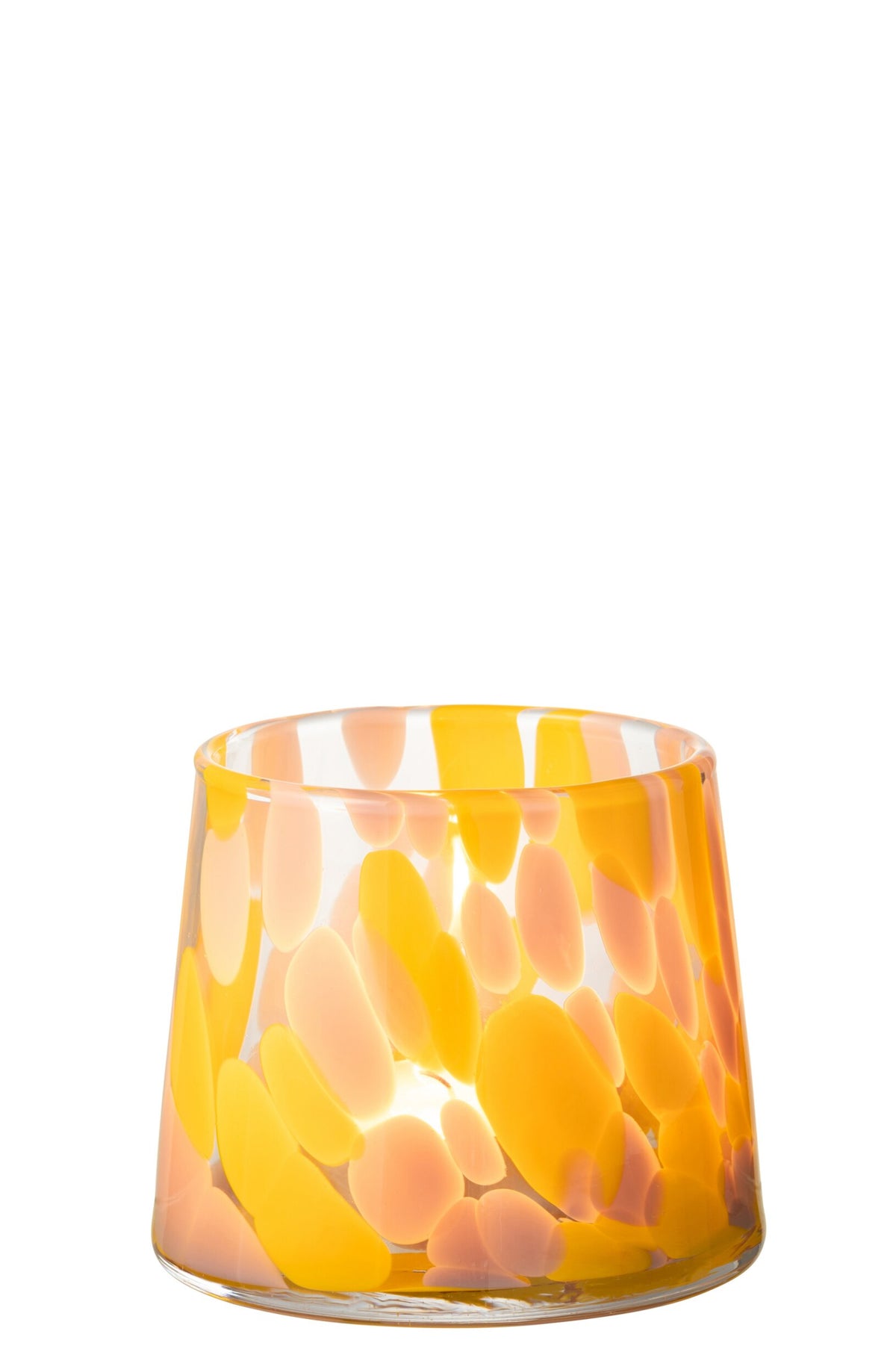 Windlicht Spikkels Glas Roze/Oker