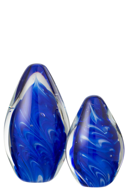 Paperweight Polypus Oval Glass Transparent/Blue Large