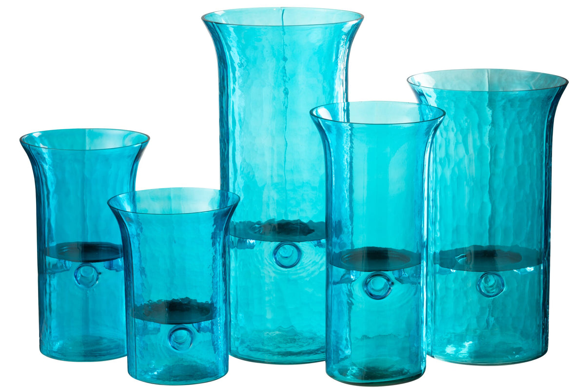 Windlicht Tarifa Smal Glas Azuur Extra Large