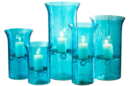 Windlicht Tarifa Smal Glas Azuur Extra Large