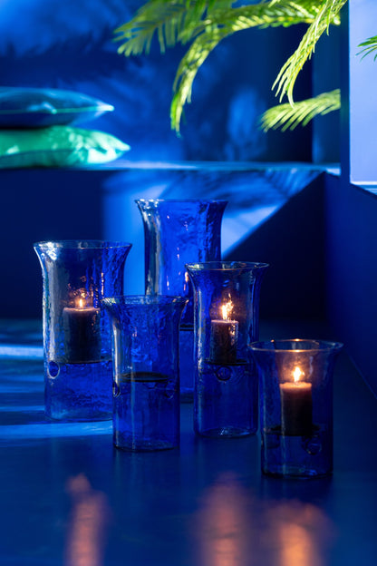Windlicht Tarifa Smal Glas Blauw Large