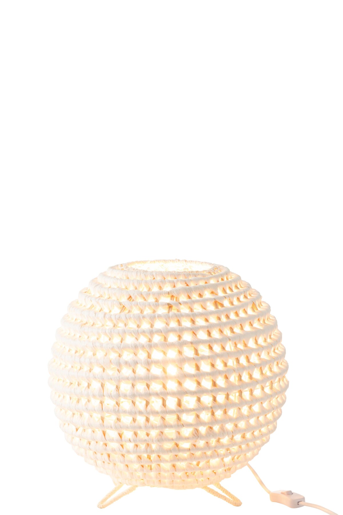 Table lamp round woven metal white