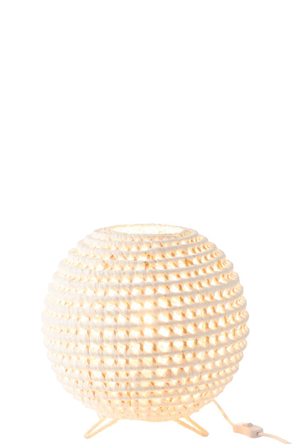 Table lamp round woven metal white
