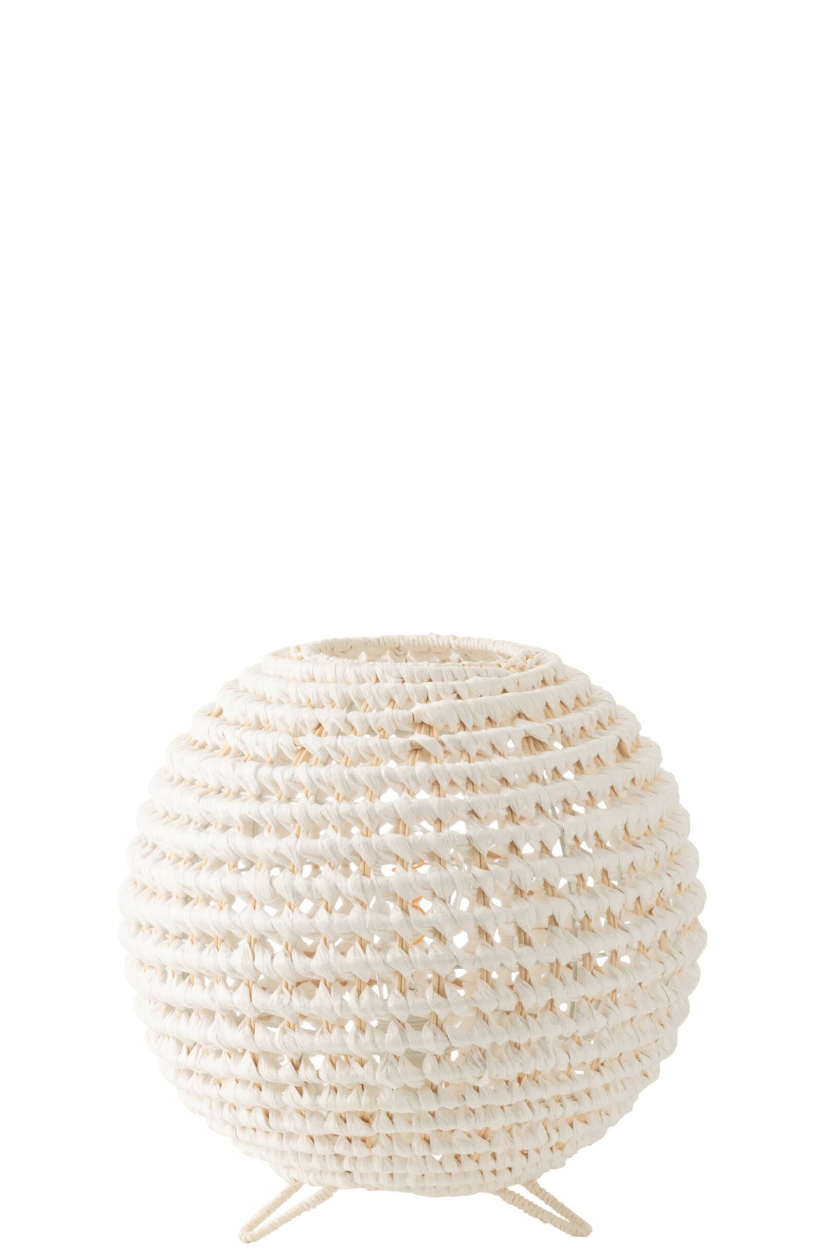 Table lamp round woven metal white