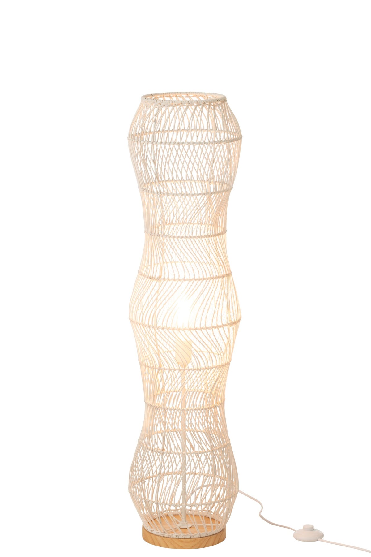 Floor lamp rattan woven metal white