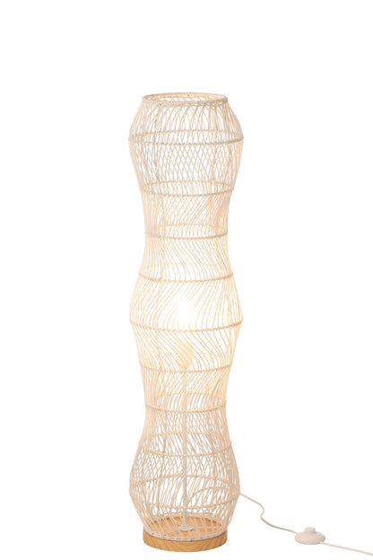 Floor lamp rattan woven metal white