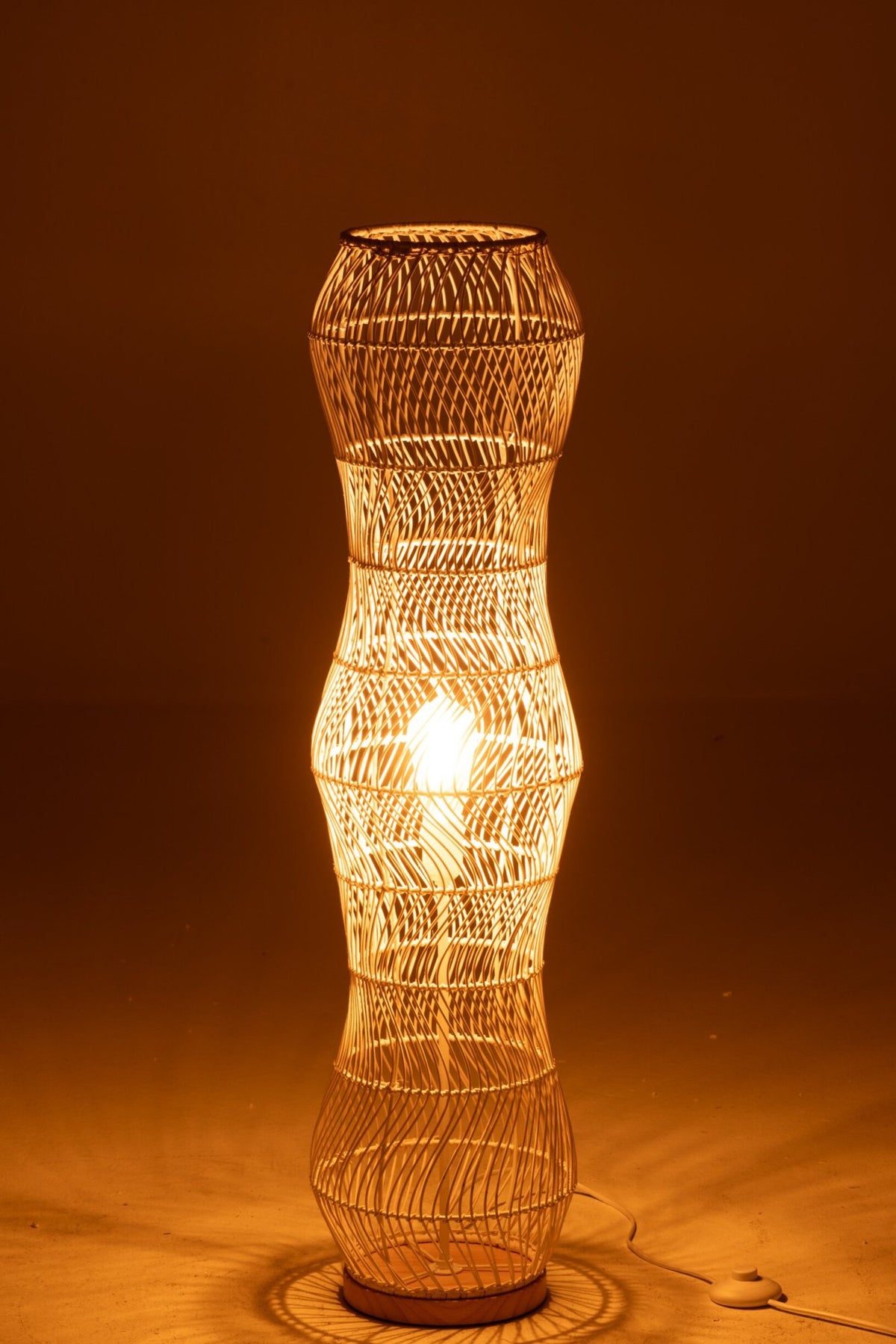 Floor lamp rattan woven metal white