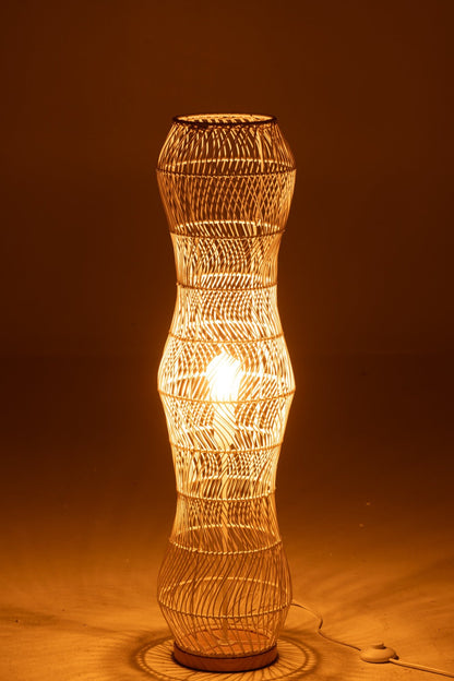 Floor lamp rattan woven metal white