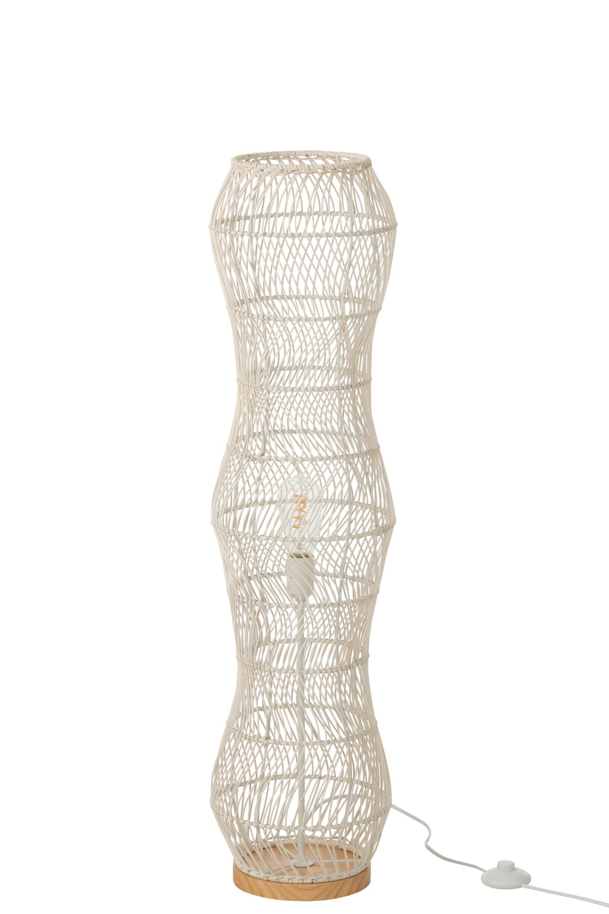 Floor lamp rattan woven metal white