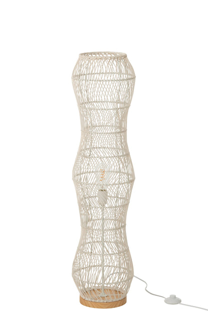 Floor lamp rattan woven metal white