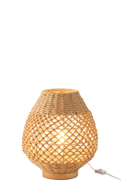 Table lamp woven metal dark natural small