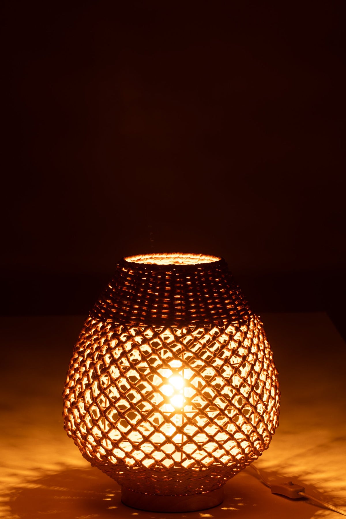 Table lamp woven metal dark natural small