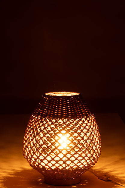 Table lamp woven metal dark natural small