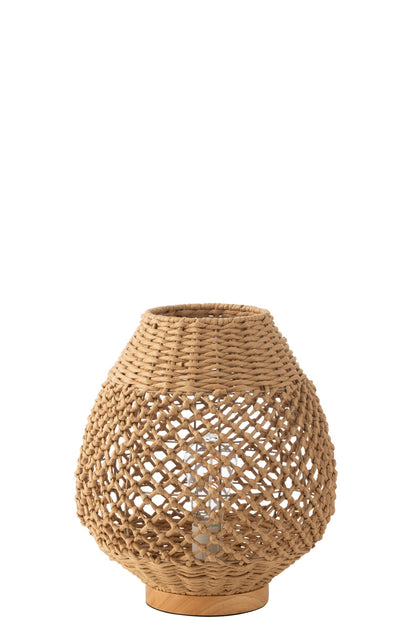 Table lamp woven metal dark natural small
