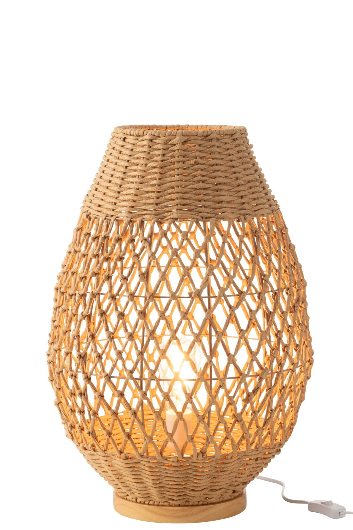 Table lamp woven metal dark natural large