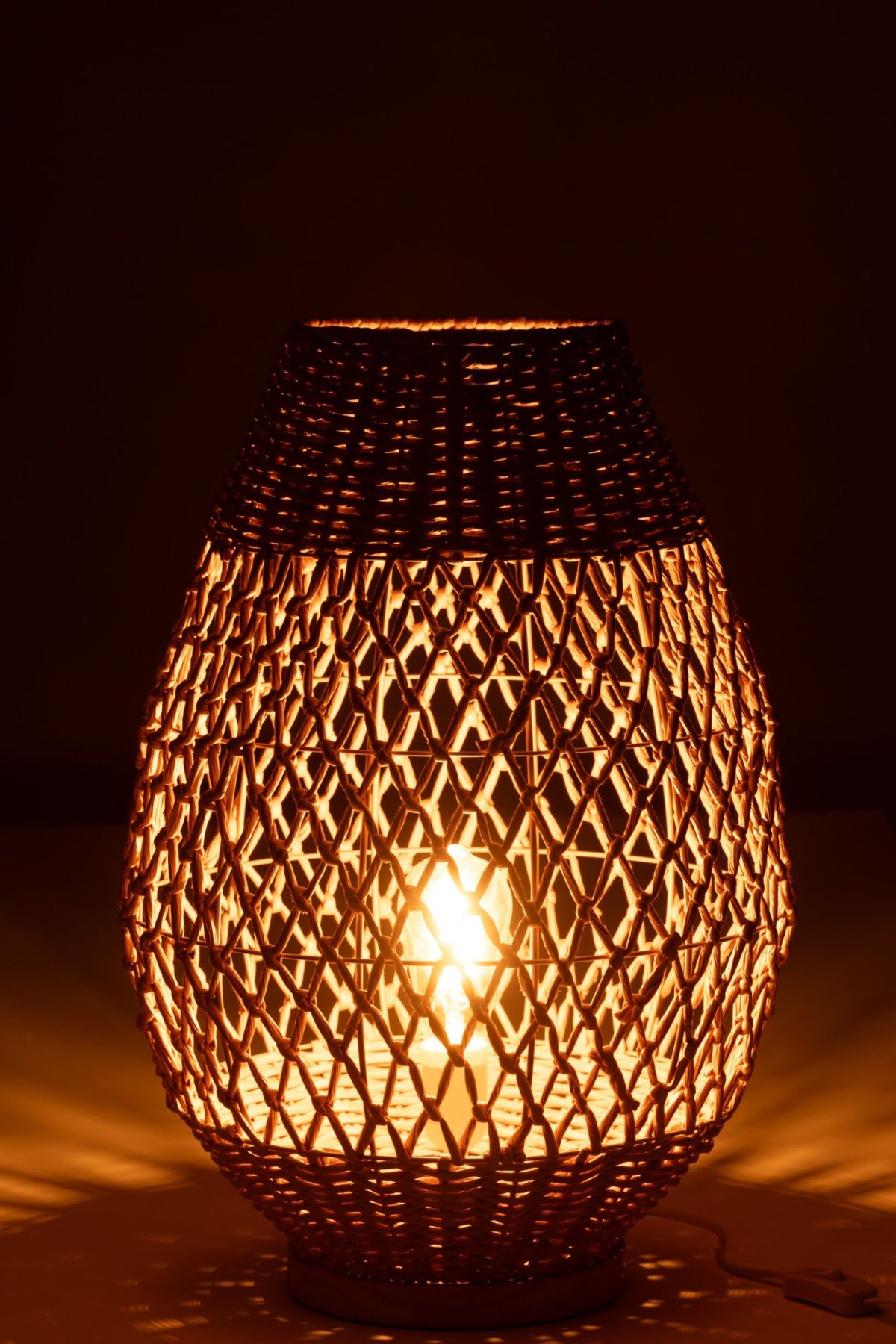 Table lamp woven metal dark natural large