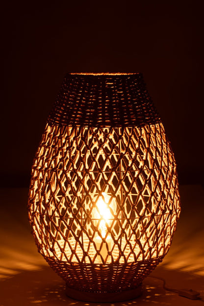 Table lamp woven metal dark natural large