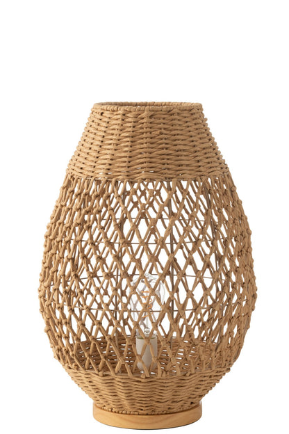 Table lamp woven metal dark natural large