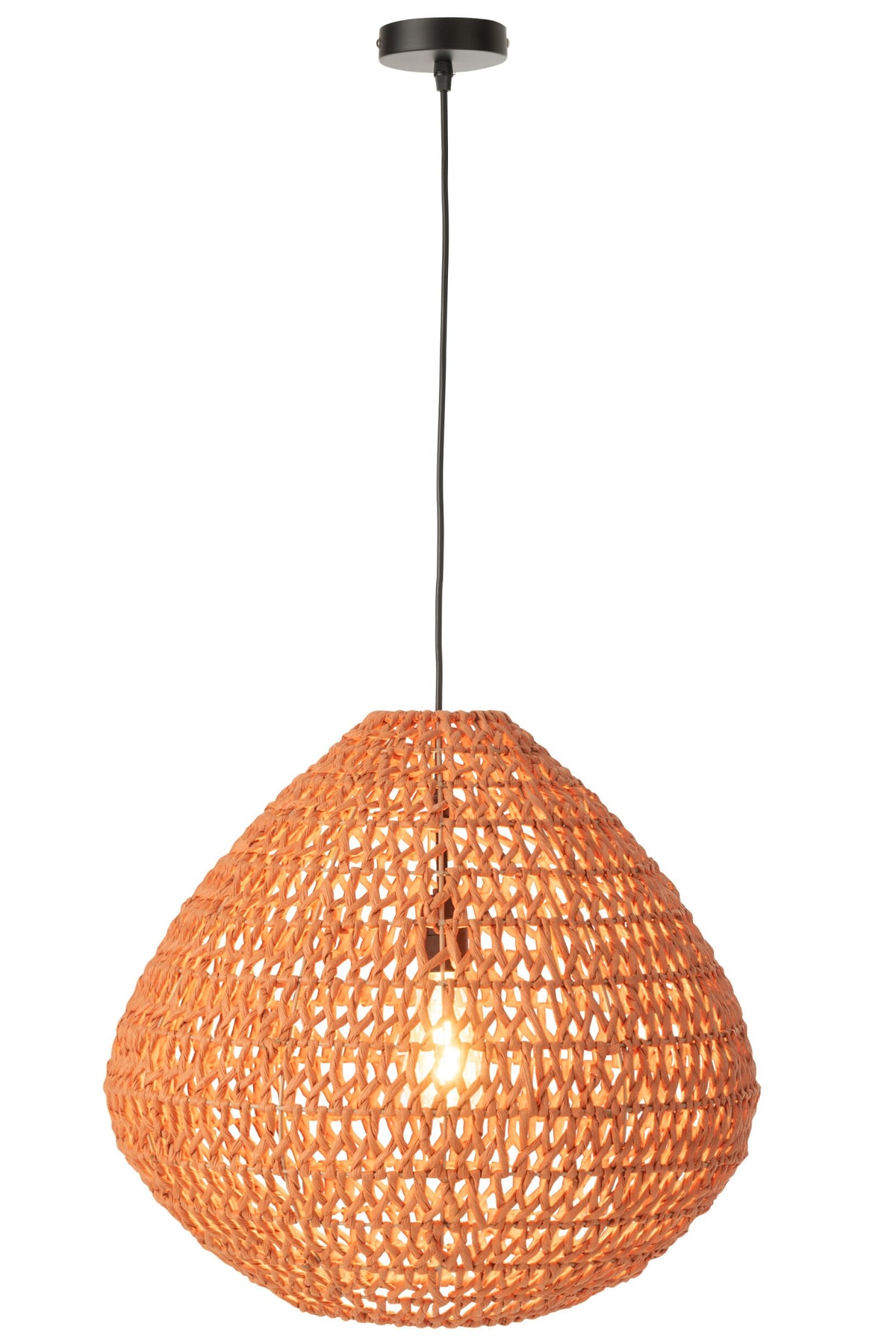 Plafonnier en métal tressé orange