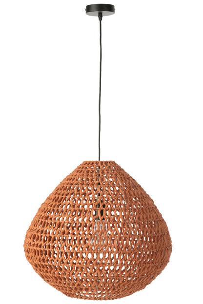 Plafonnier en métal tressé orange