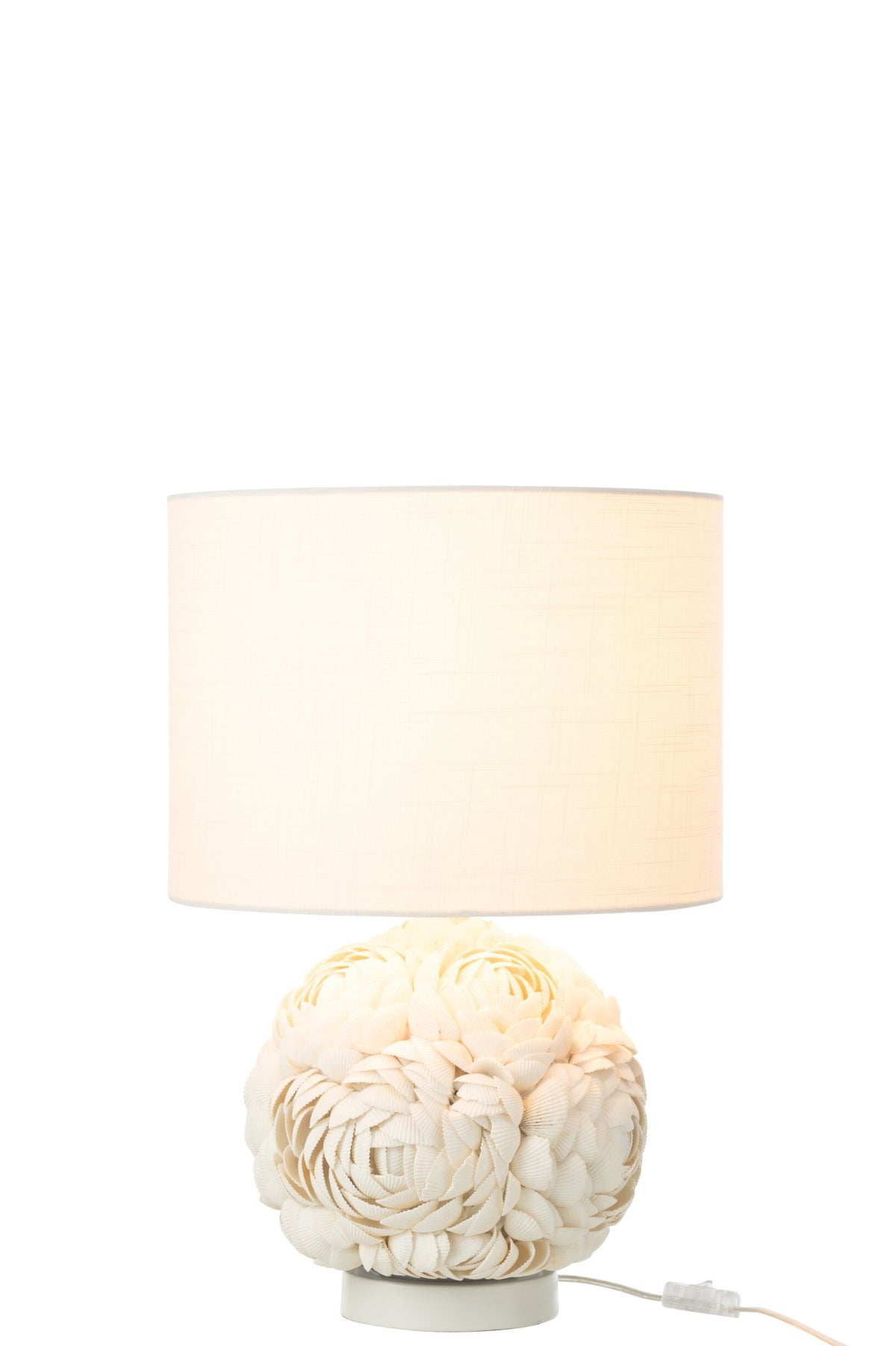 Small white shell table lamp