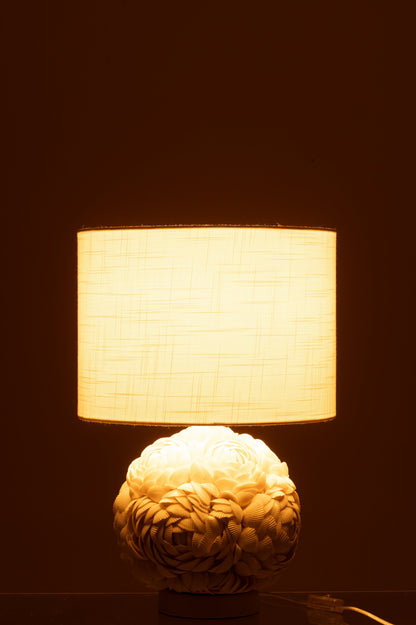 Small white shell table lamp