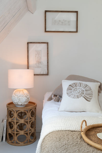 Small white shell table lamp