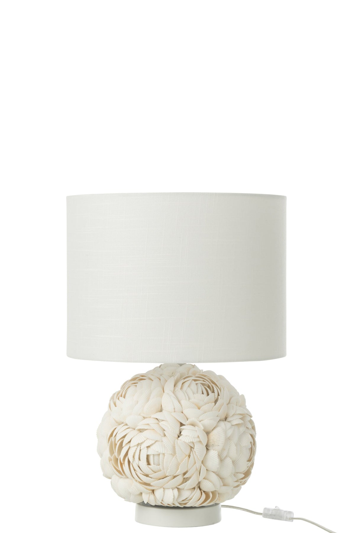 Small white shell table lamp