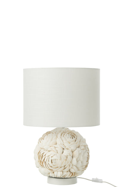 Small white shell table lamp