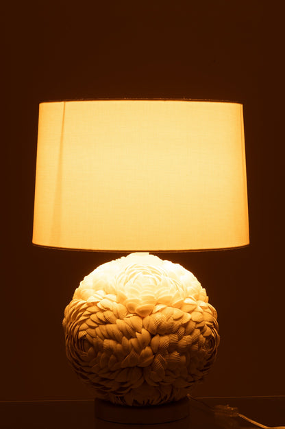 Large white shell table lamp