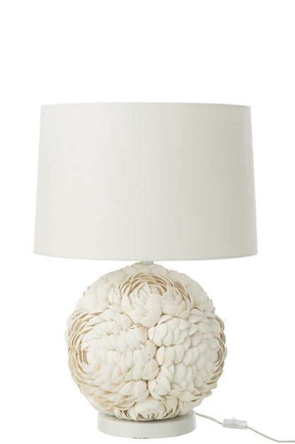 Large white shell table lamp