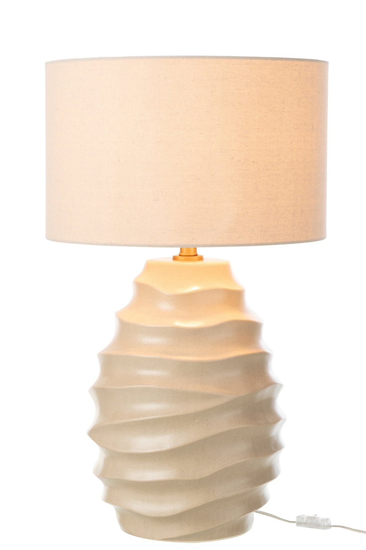 Table lamp with swooping beige ceramic