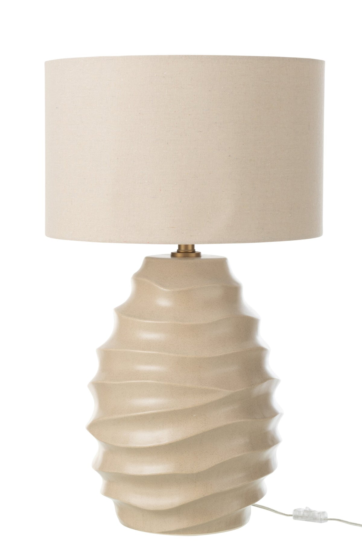 Table lamp with swooping beige ceramic