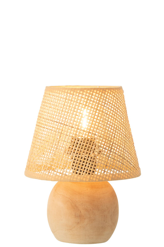 Table lamp led woven wood/metal natural