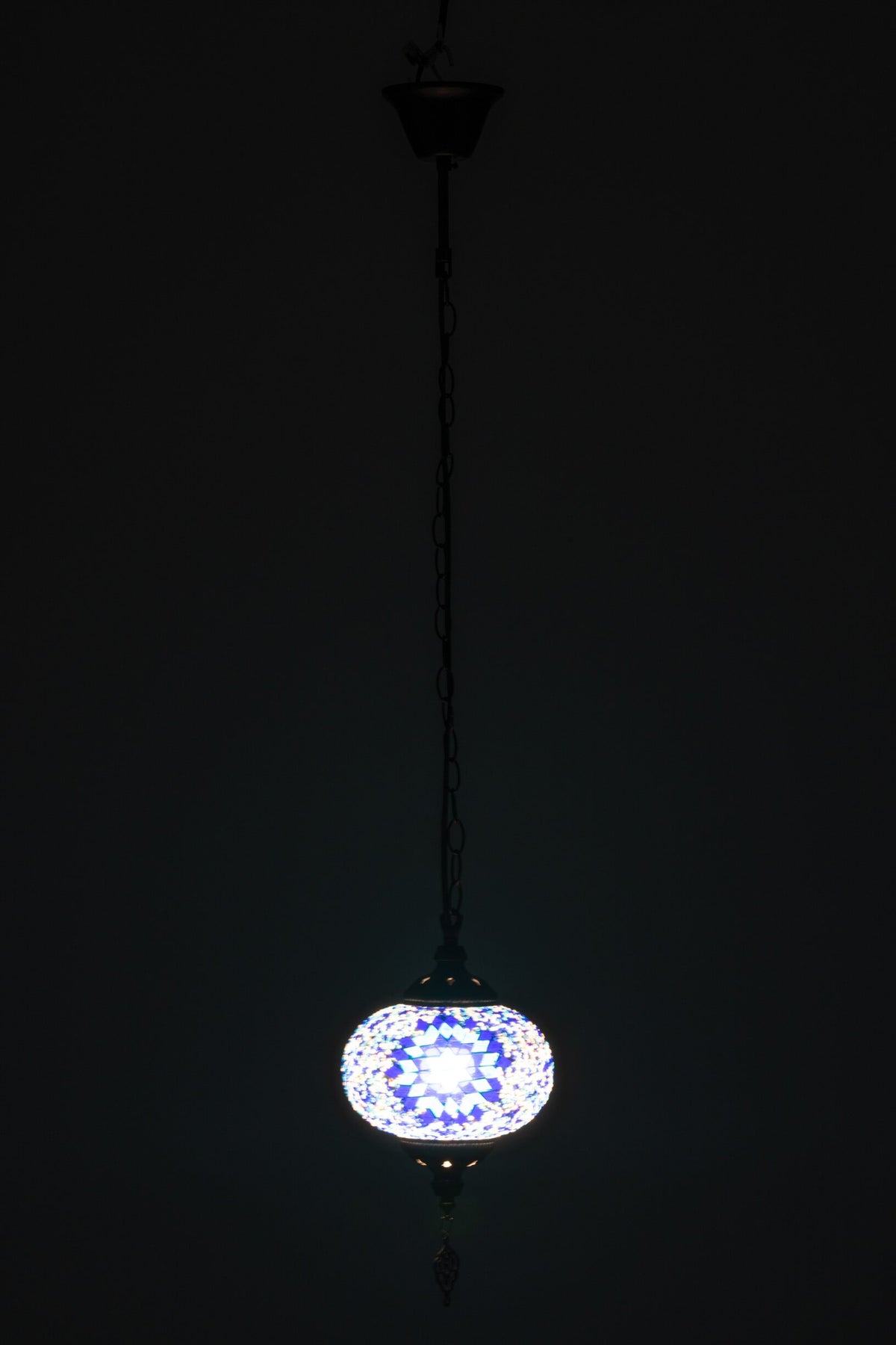 Mosaic glass/metal pendant lamp blue small